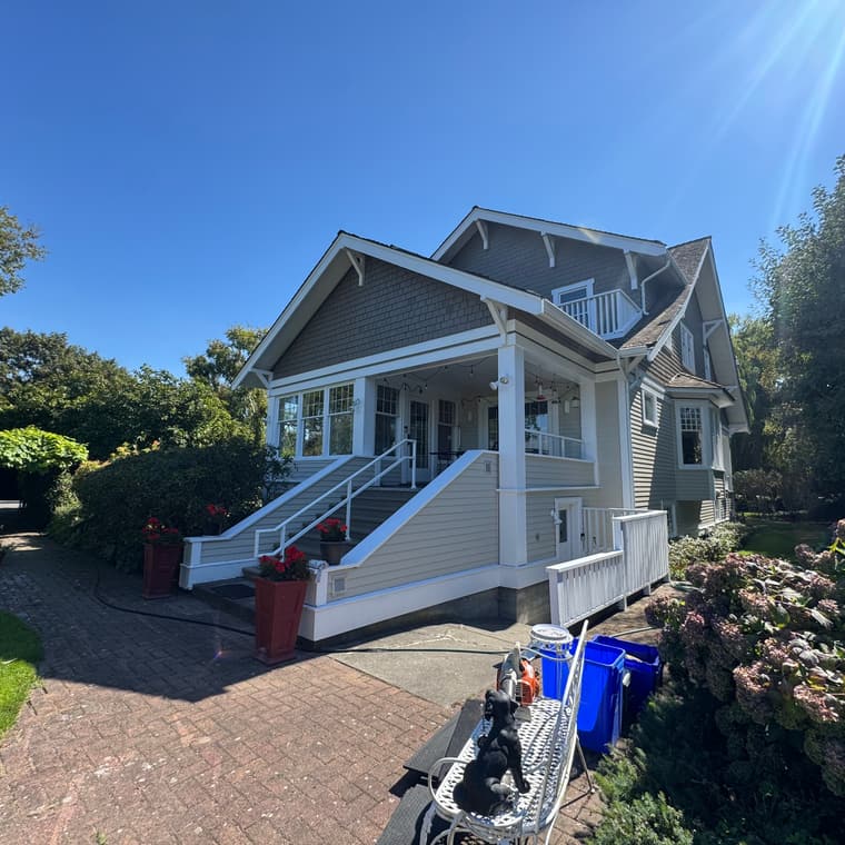 Craftsman home porch and siding after painting